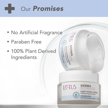 Lotus Dermabotanics Peptide + Papaya Extract Deep Hydra Cream | Ph 5.5 | Normal To Combination | 50G