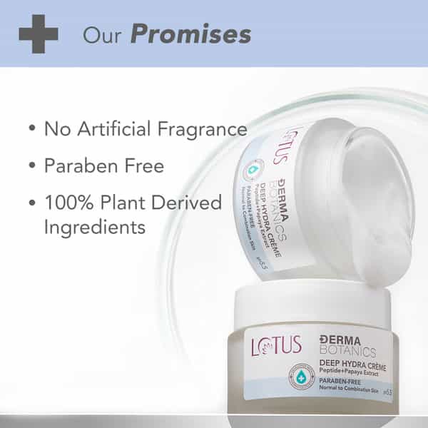 Lotus Dermabotanics Peptide + Papaya Extract Deep Hydra Cream | Ph 5.5 | Normal To Combination | 50G