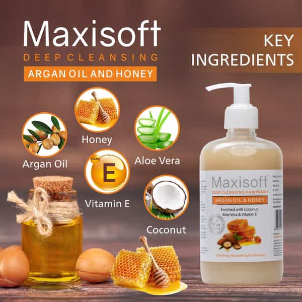 Maxisoft Argan Oil & Honey | Deep Cleansing | Handwash | Bottle | 500 Ml