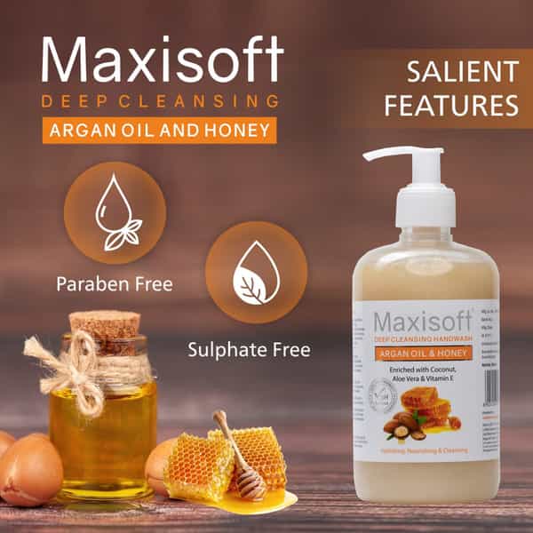 Maxisoft Argan Oil & Honey | Deep Cleansing | Handwash | Bottle | 500 Ml