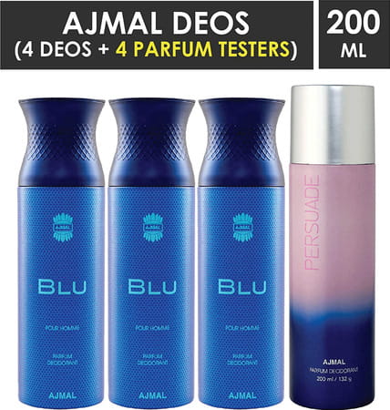 Ajmal 3 Blu Homme For Men And 1 Persuade For Men & Women Deodorants Each 200ml Combo Pack Of 4