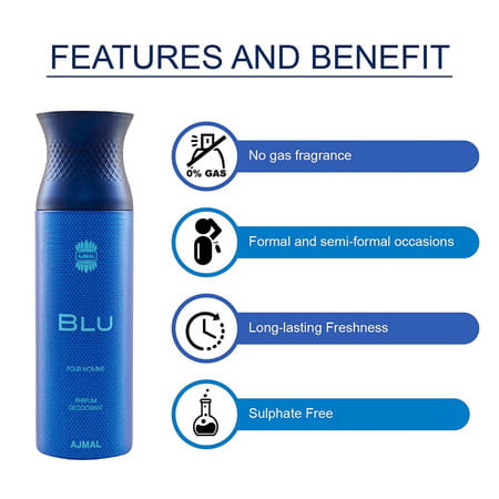 Ajmal 3 Blu Homme For Men And 1 Persuade For Men & Women Deodorants Each 200ml Combo Pack Of 4