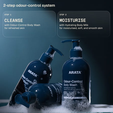 Arata Odour Control Body Wash | Cooling| Exfoliating | For All Skin Types | 250 Ml