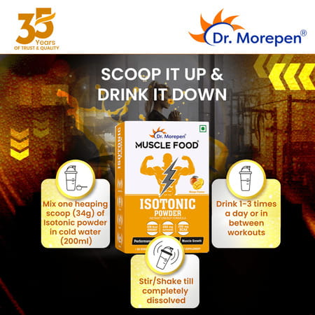 Dr. Morepen Muscle Food Isotonic Powder For Instant Energy And Hydration | Mango Flavour - 1kg