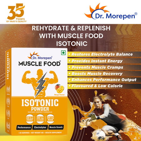 Dr. Morepen Muscle Food Isotonic Powder For Instant Energy And Hydration | Mango Flavour - 1kg