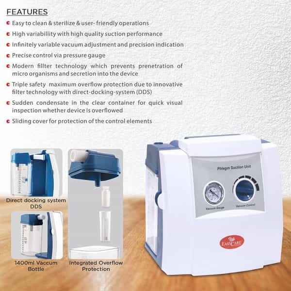 Easy Care Ecpsu 7731 Portable Phlegm Suction Unit White