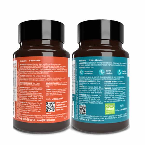 Hk Vitals Multivitamin Men + Fish Oil (30 Each) | 1000Mg Omega 3 | Combo Pack