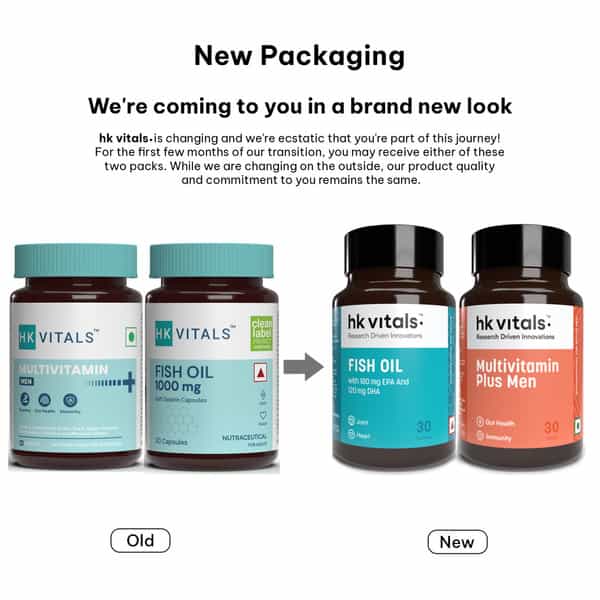 Hk Vitals Multivitamin Men + Fish Oil (30 Each) | 1000Mg Omega 3 | Combo Pack