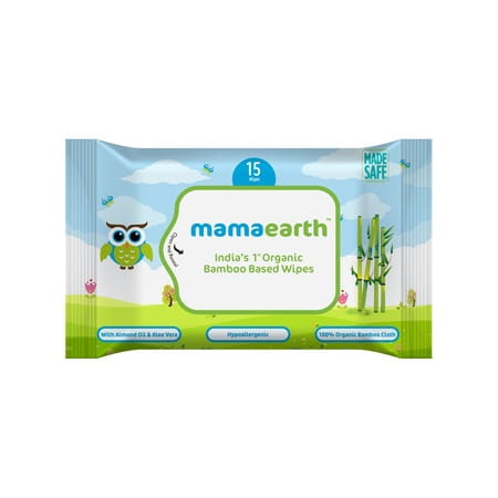 Mamaearth Organic Bamboo Baby Wipes Travel Pack Packet Of 15