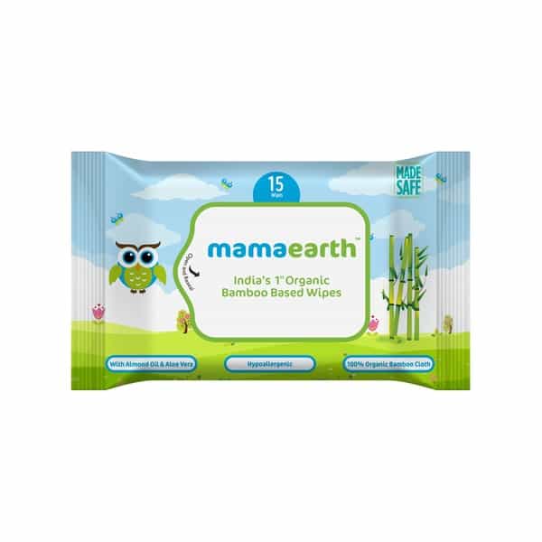 Mamaearth Organic Bamboo Baby Wipes Travel Pack Packet Of 15