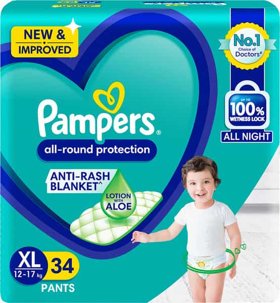 Pampers All Round Protection Pants Extra Large 34 Count Lotion With Aloe Vera