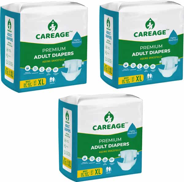 Careage Premium Adult Diaper | Unisex | Waist Size (35-63 Inches) - Xl (30 Pieces)