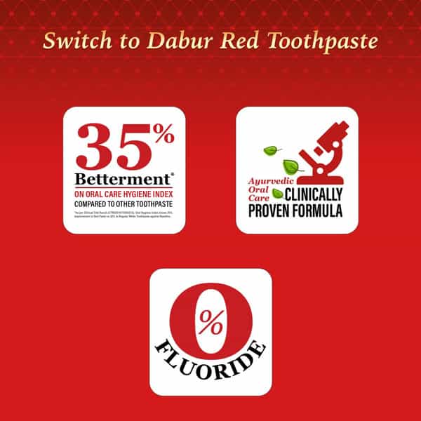 Dabur Red 800G (200G X 4 | Pack Of 4) Toothpaste - India's No.1 Ayurvedic Paste