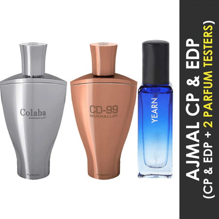 Ajmal Colaba Mukhallat & Cd 99 Each Of 14ml & Yearn Edp 20ml Pack Of 3 (Total 48ml) For Men & Women