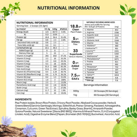 Vegan Greens Men Diet Meal In A Shake With Ayurvedic Herbs- Meal Replacement Shake (500g, Chocolate)