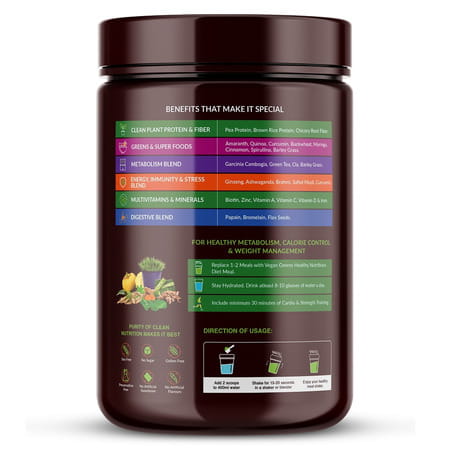 Vegan Greens Men Diet Meal In A Shake With Ayurvedic Herbs- Meal Replacement Shake (500g, Chocolate)