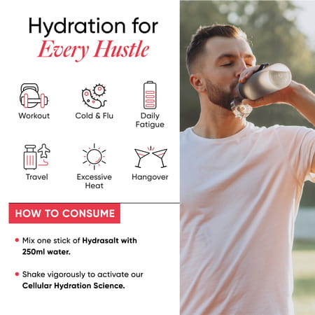 Wellbeing Nutrition Hydrasalt Electrolyte Drink | No Added Sugar | Raspberry Lemon | 90gm Pack Of 15