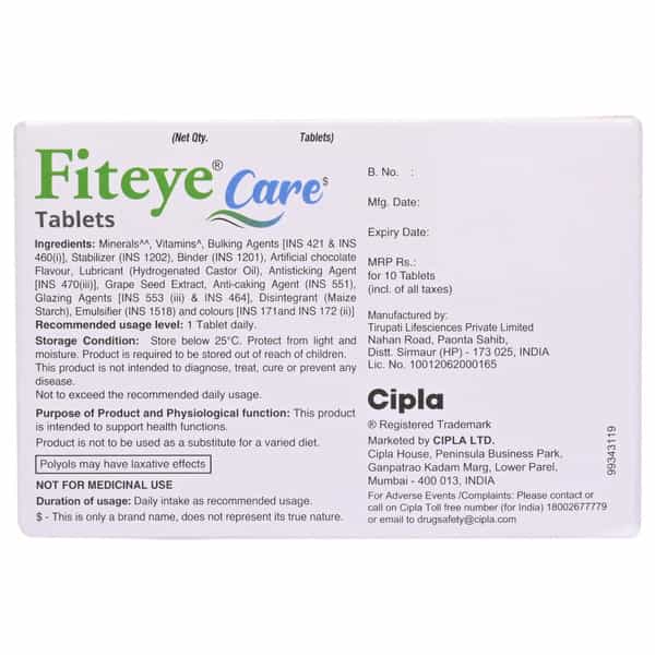Fiteye Care Strip Of 10 Tablets