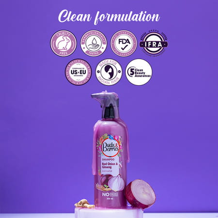 Buds & Berries Anti-Hairfall Shampoo With Red Onion And Ginseng | Reduces Split Ends (300 Ml)