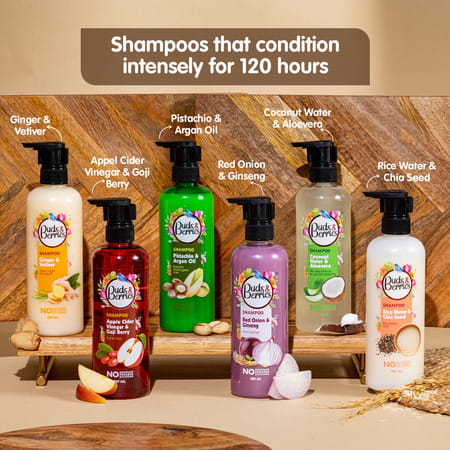 Buds & Berries Anti-Hairfall Shampoo With Red Onion And Ginseng | Reduces Split Ends (300 Ml)