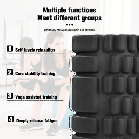 Healthtrek Yoga Foam Roller For Trigger Points (33 Cm) - Black