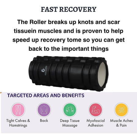 Healthtrek Yoga Foam Roller For Trigger Points (33 Cm) - Black