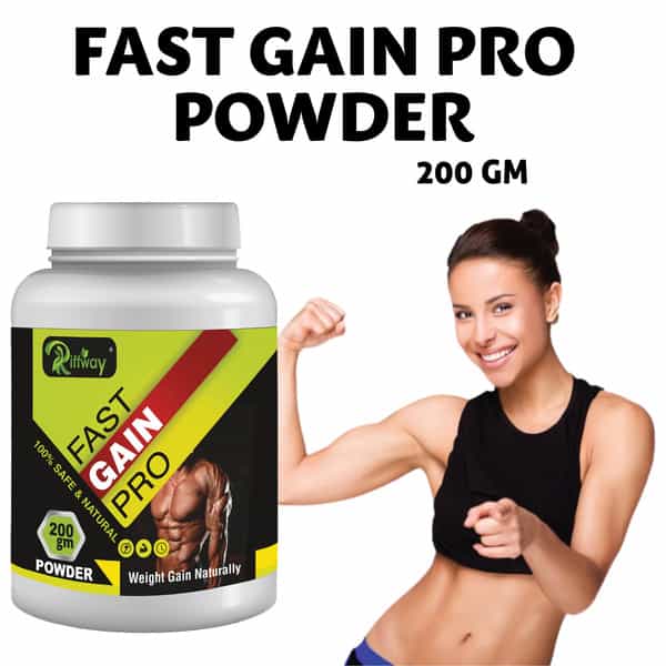 Riffway Fast Gain Pro Weight Gain Powder | Well-Rounded Nutritional Profile 100% Ayurvedic (1X200gm)