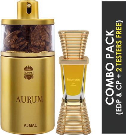 Ajmal Aurum Edp 75ml Perfume For Women And Impress Cp Oil Alcohol-Free Attar 10ml For Men