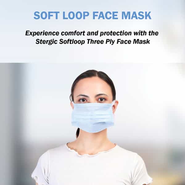 Stergic Softloop 3 Ply Disposable Face Mask Soft & Breathable Non-Woven Fabric With Earloop