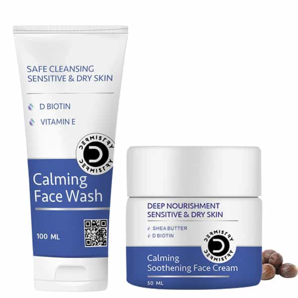 Dermistry Sensitive & Dry Skin Moisturizer Cream & Safe Mild Gentle Creamy Based Face Wash For Women