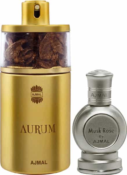 Ajmal Aurum Edp 75Ml For Women And Rose Concentrated Oil Musky Alcohol-Free Attar 12Ml For Unisex