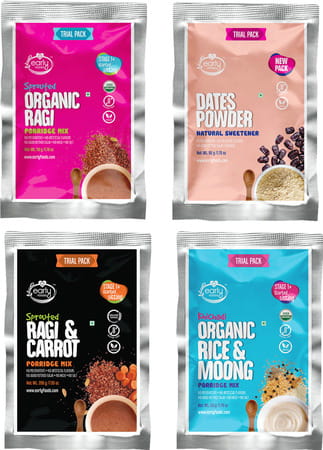 Early Foods Stage 1 Trial Pack Combo - Organic Fresh Porridge Mixes - 50g Each X 3