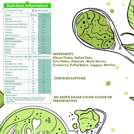 Unifit Crunchy Muesli With Matcha Powder | Ready To Eat Breakfast | 100% Natural - Box (500 G)