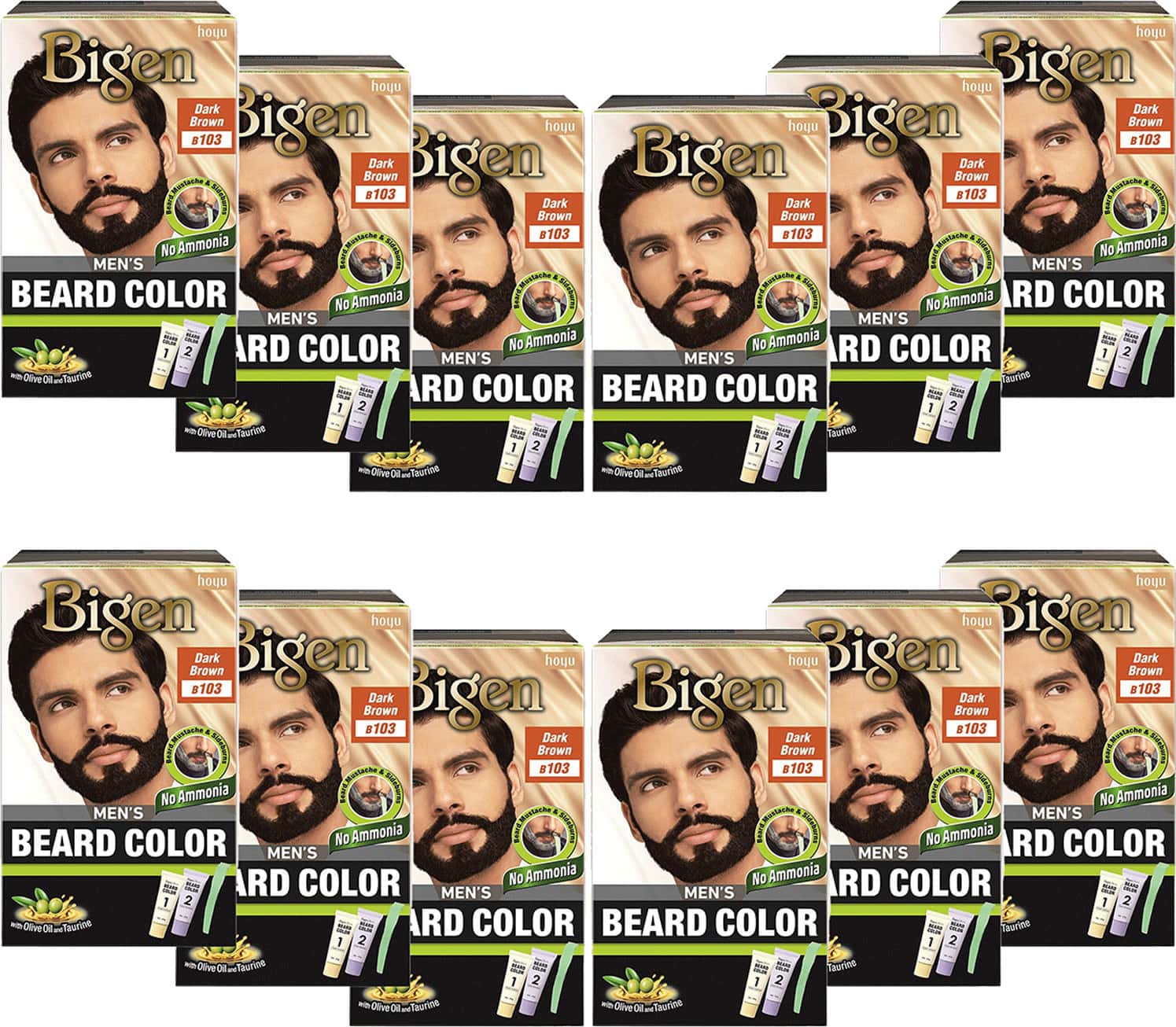 Bigen Men'S Beard Color Dark Brown B103 40g (Pack Of 12)