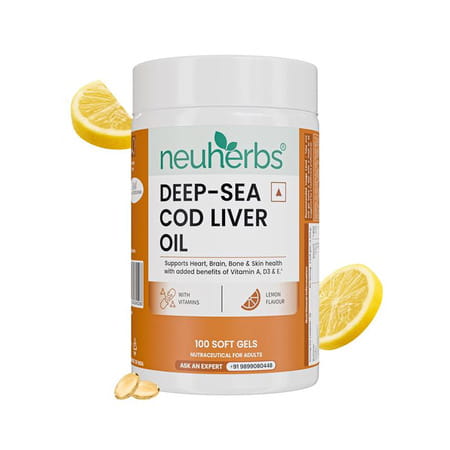 Neuherbs Deep Sea Cod Liver Oil Omega 3 Supplement For Heart | Brain | Bone & Skin Health