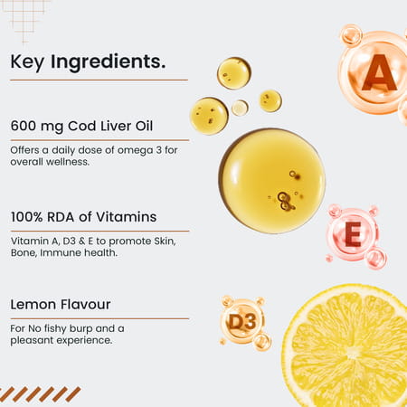 Neuherbs Deep Sea Cod Liver Oil Omega 3 Supplement For Heart | Brain | Bone & Skin Health