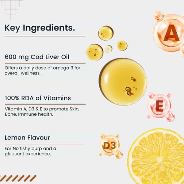 Neuherbs Deep Sea Cod Liver Oil Omega 3 Supplement For Heart | Brain | Bone & Skin Health