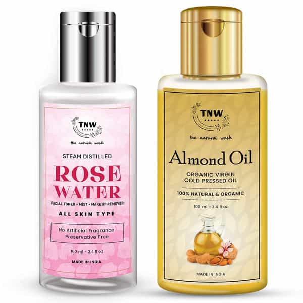 Tnw The Natural Wash Steam Distilled Rose Water (100Ml) And Virgin Cold Pressed Almond Oil (100Ml)
