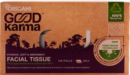 Origami Good Karma Face Tissue Paper Box / Car Facial Tissue Box - 2 Ply - 100 Pulls