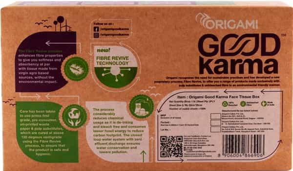 Origami Good Karma Face Tissue Paper Box / Car Facial Tissue Box - 2 Ply - 100 Pulls