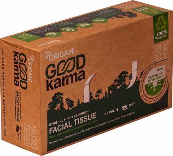 Origami Good Karma Face Tissue Paper Box / Car Facial Tissue Box - 2 Ply - 100 Pulls