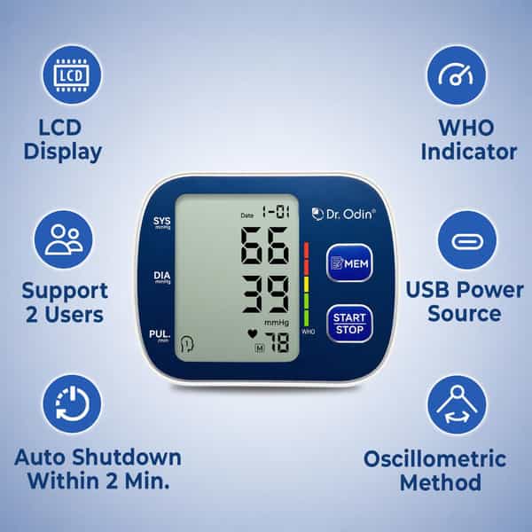 Dr. Odin Combo Of Obp106 Blood Pressure Monitor And Ac 307 Glucometer Kit Pack-25