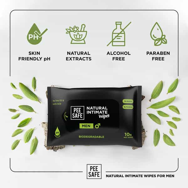Pee Safe Intimate Wipes For Men Biodegradable Ph Balanced - 40 Wipes (Pack Of 4)