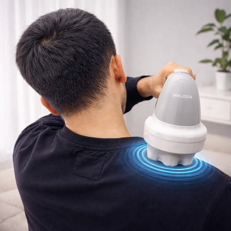 Waldon By Dr. Odin Oem101 Handheld Body Massager Adjustable Dial & 5 Interchangeable Heads (White)