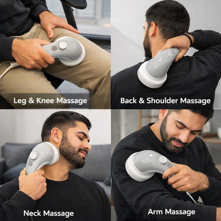 Waldon By Dr. Odin Oem101 Handheld Body Massager Adjustable Dial & 5 Interchangeable Heads (White)