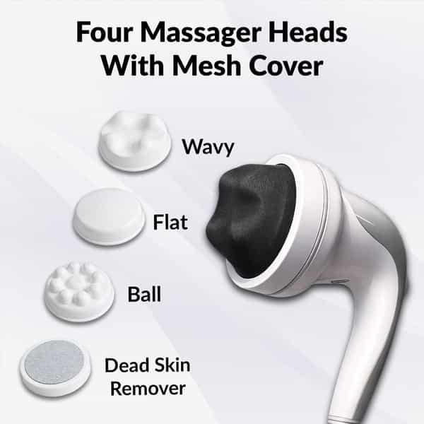 Waldon By Dr. Odin Oem101 Handheld Body Massager Adjustable Dial & 5 Interchangeable Heads (White)