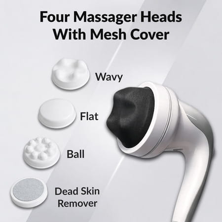 Waldon By Dr. Odin Oem101 Handheld Body Massager Adjustable Dial & 5 Interchangeable Heads (White)