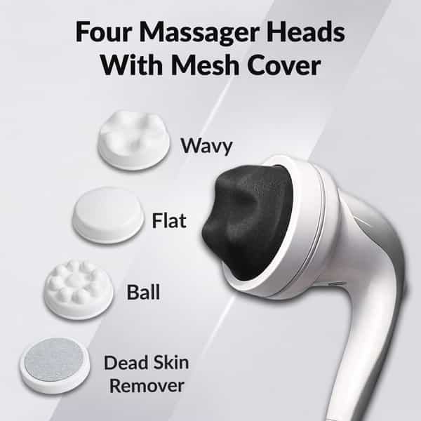 Waldon By Dr. Odin Oem101 Handheld Body Massager Adjustable Dial & 5 Interchangeable Heads (White)