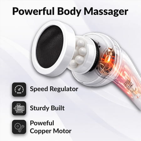 Waldon By Dr. Odin Oem101 Handheld Body Massager Adjustable Dial & 5 Interchangeable Heads (White)