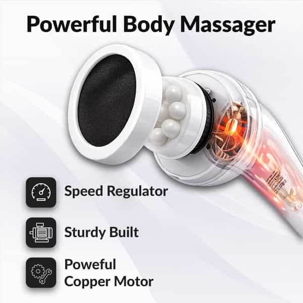 Waldon By Dr. Odin Oem101 Handheld Body Massager Adjustable Dial & 5 Interchangeable Heads (White)